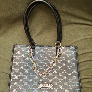 Juicy Couture bling bling black purse with gold and rainbow accents